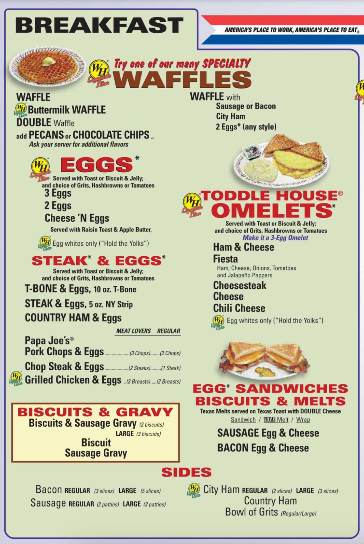 menu prices waffle house